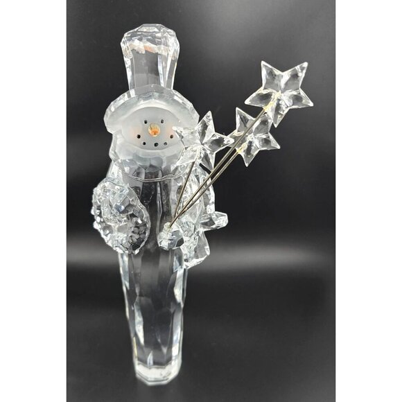 7" Crystal Snowman Figurine With Star Wand, Top Hat and Carrot Nose - Picture 3 of 9